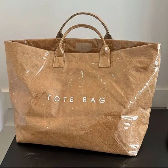None Handbags - Vinyl Covered Paper Bag Stylish Tote Bag